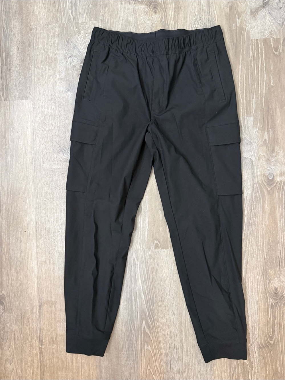 VRST Men's Black Cargo Pants with Elastic Waist